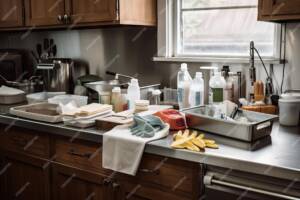 Cluttered Kitchen countertop 
