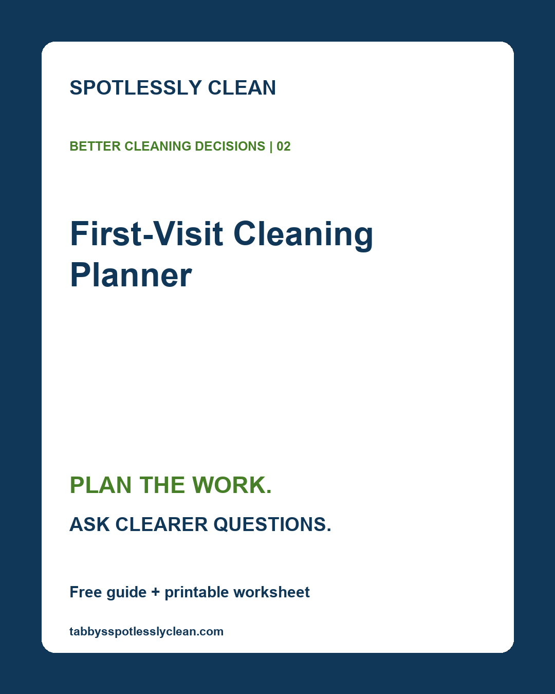 Spotlessly Clean First-Visit Cleaning Planner resource graphic