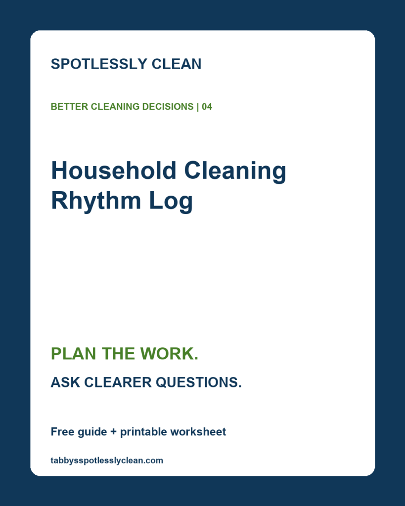 Household Cleaning Rhythm Log from Spotlessly Clean