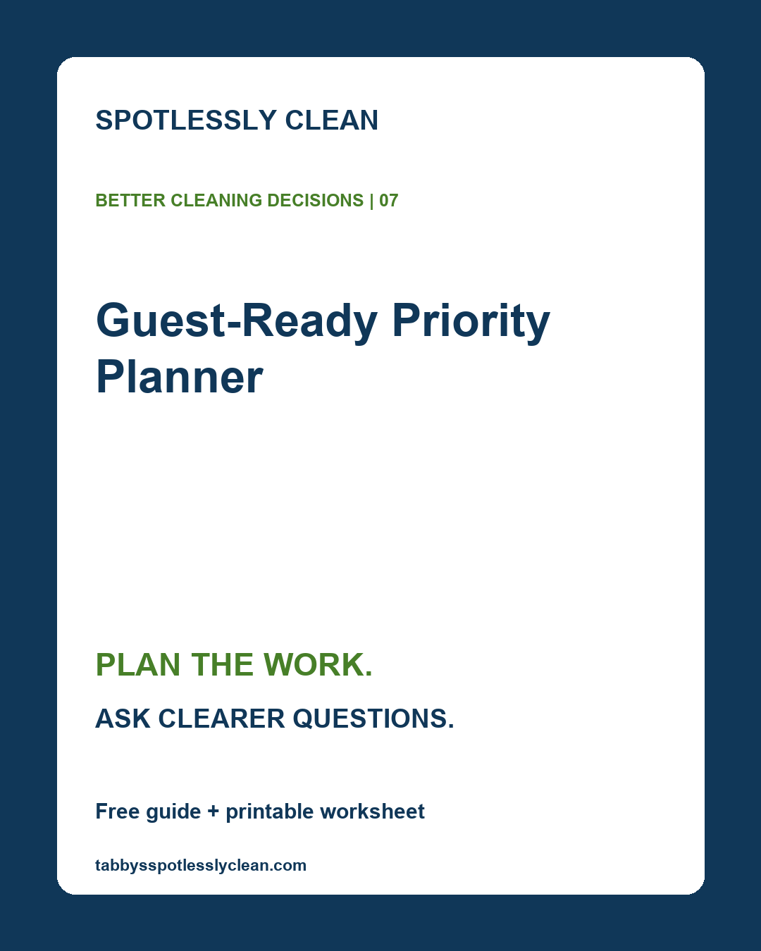 Spotlessly Clean Guest-Ready Priority Planner resource graphic